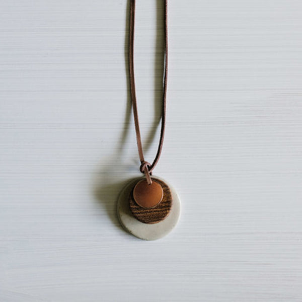 Ecru, Rose and Wood Necklace